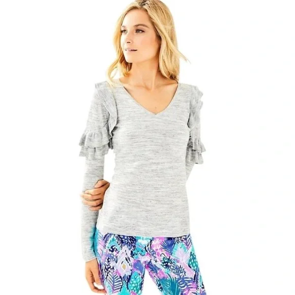 Lilly Pulitzer Fresca Sweater in Gray Space Dye - Picture 1 of 8